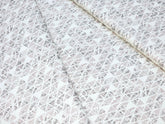 BLACK IVORY AND WHITE TRIANGLE DESIGNER TEXTURED PRINT PRIMIUM MIX COTTON SHIRT FABRIC.